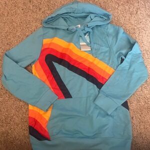 New ALDI Gear Hooded Sweatshirt Mens Small Blue Orange/Rex/Yellow NWT